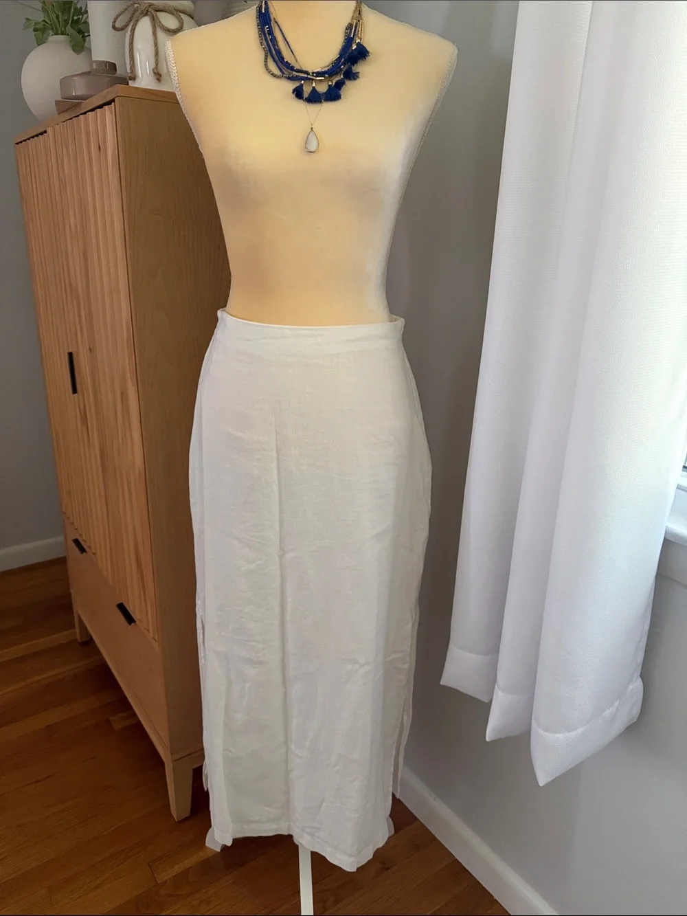GAP White Maxi Linen-Blend Skirt